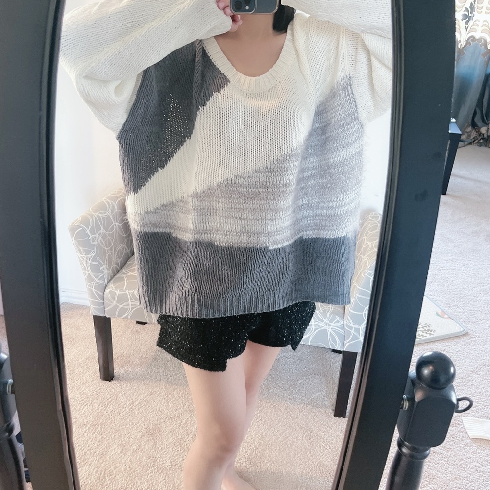 DKNY Black and White Crew Neck Sweater